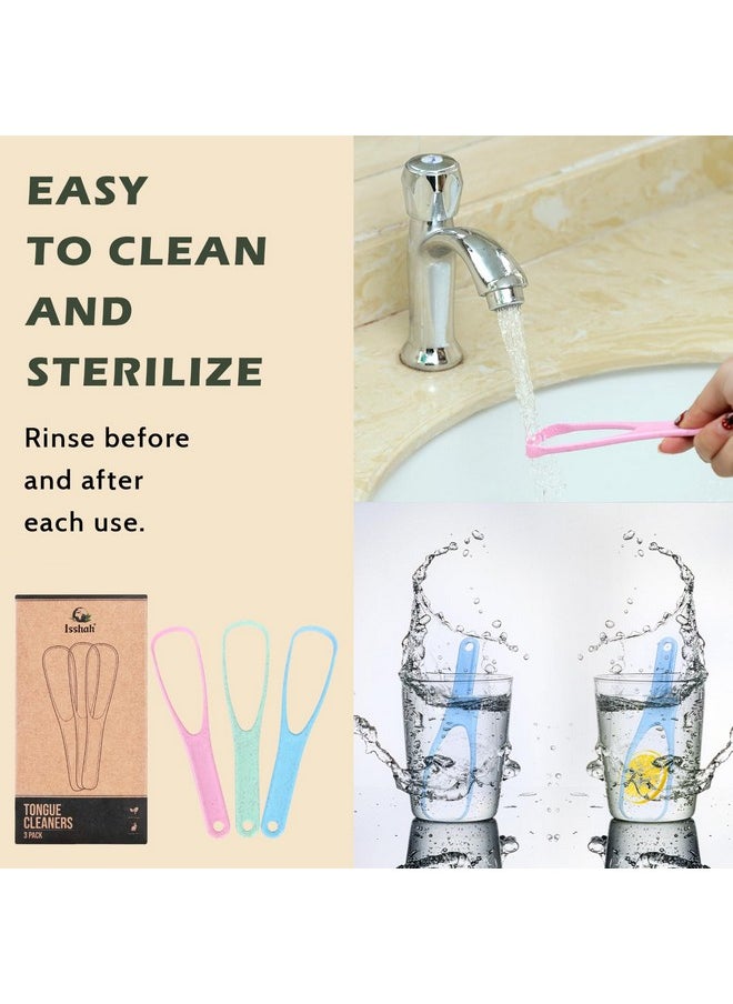 Tongue Scraper Cleaner PETA Approved Vegan Natural Eco Fiber Material 100% BPA Free Tongue Scrapers for Oral Care & Hygiene - 3 Count