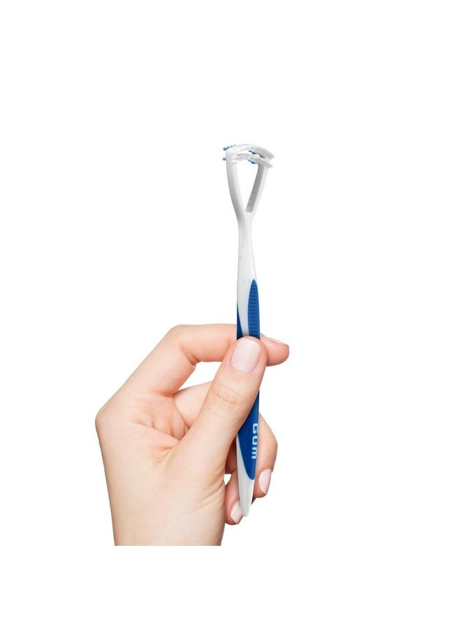 GUM Tongue Cleaner - Dual Action Soft Bristled Tongue Brush with Tongue Scraper for Better Oral Hygiene - Bad Breath Treatment (6pk)