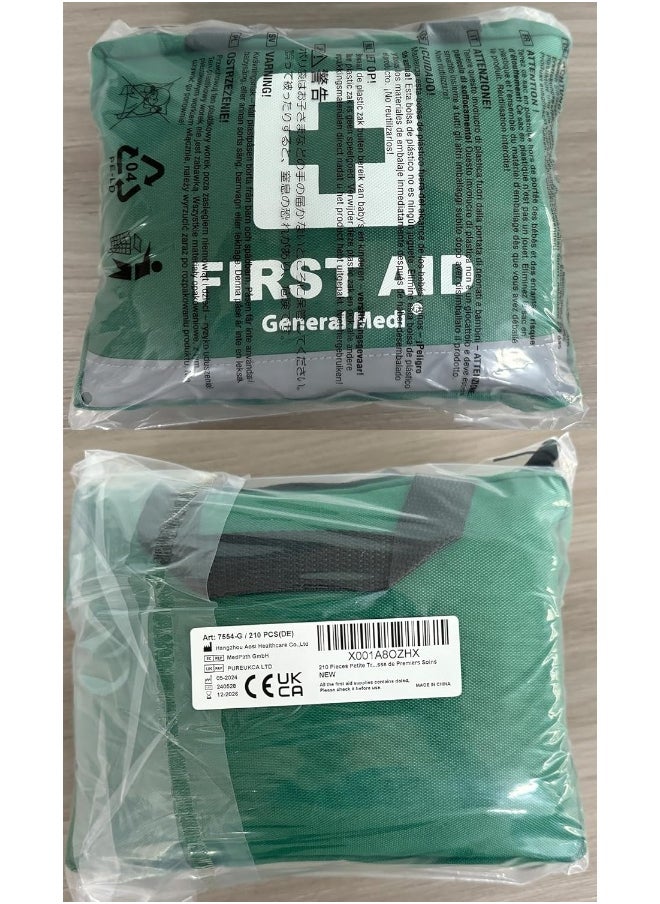 General Medi 210 Piece First Aid Kit- Emergency kit - Reflective Design - Includes Eyewash, Ice(Cold) Pack, Moleskin Pad and Emergency Blanket for Travel, Home, Office, Car, Workplace & Outdoor