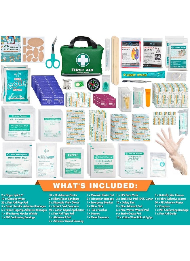 General Medi 210 Piece First Aid Kit- Emergency kit - Reflective Design - Includes Eyewash, Ice(Cold) Pack, Moleskin Pad and Emergency Blanket for Travel, Home, Office, Car, Workplace & Outdoor