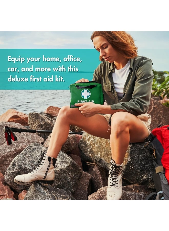 General Medi 210 Piece First Aid Kit- Emergency kit - Reflective Design - Includes Eyewash, Ice(Cold) Pack, Moleskin Pad and Emergency Blanket for Travel, Home, Office, Car, Workplace & Outdoor