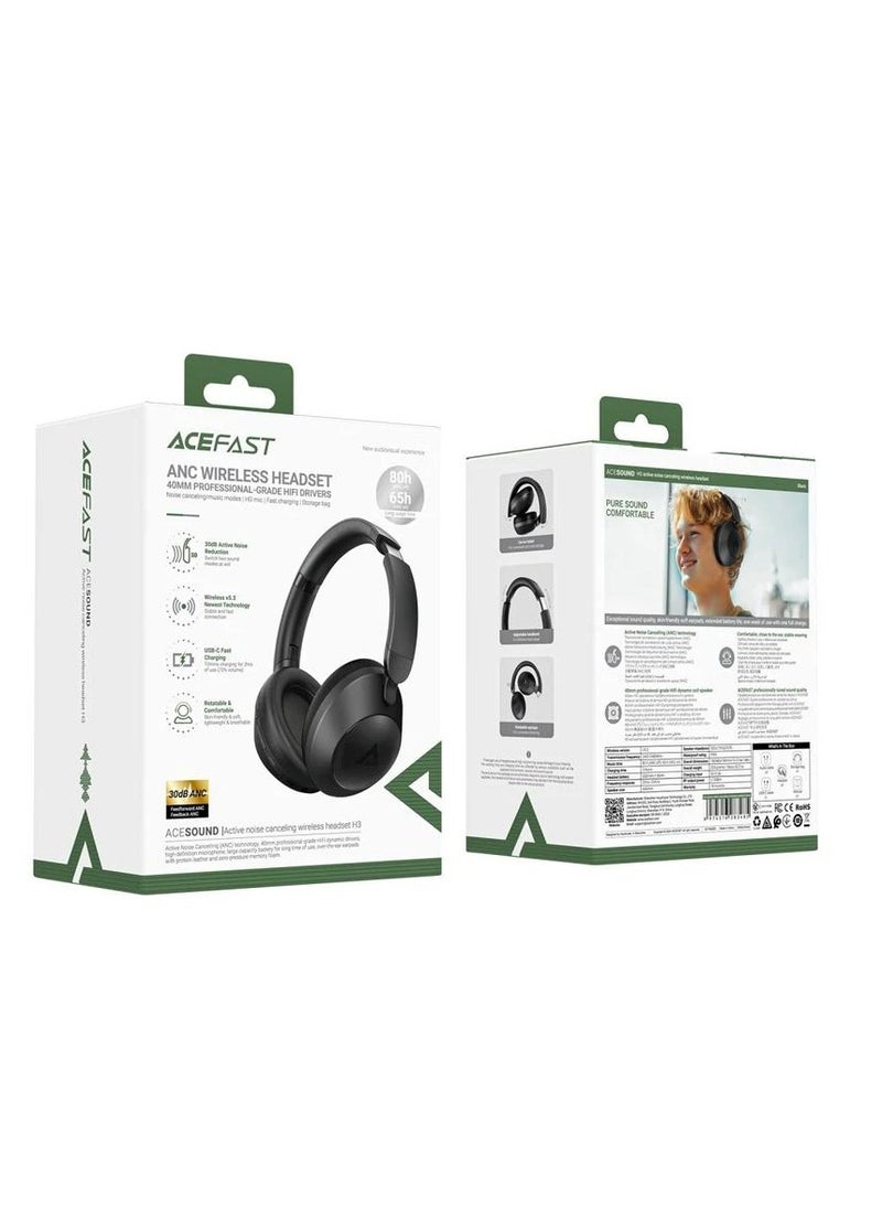 Acefast H3 ANC Wireless Headphones Wireless Bluetooth 5.3  Black