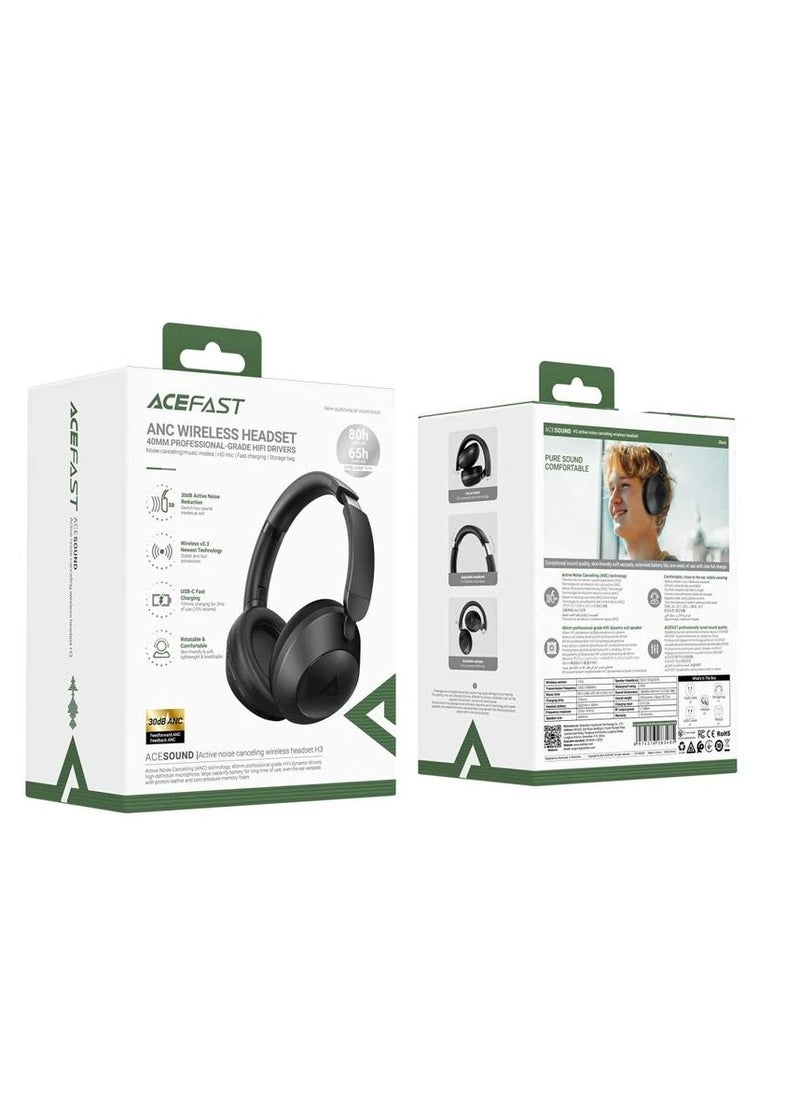 Acefast H3 ANC Wireless Headphones Wireless Bluetooth 5.3 Black