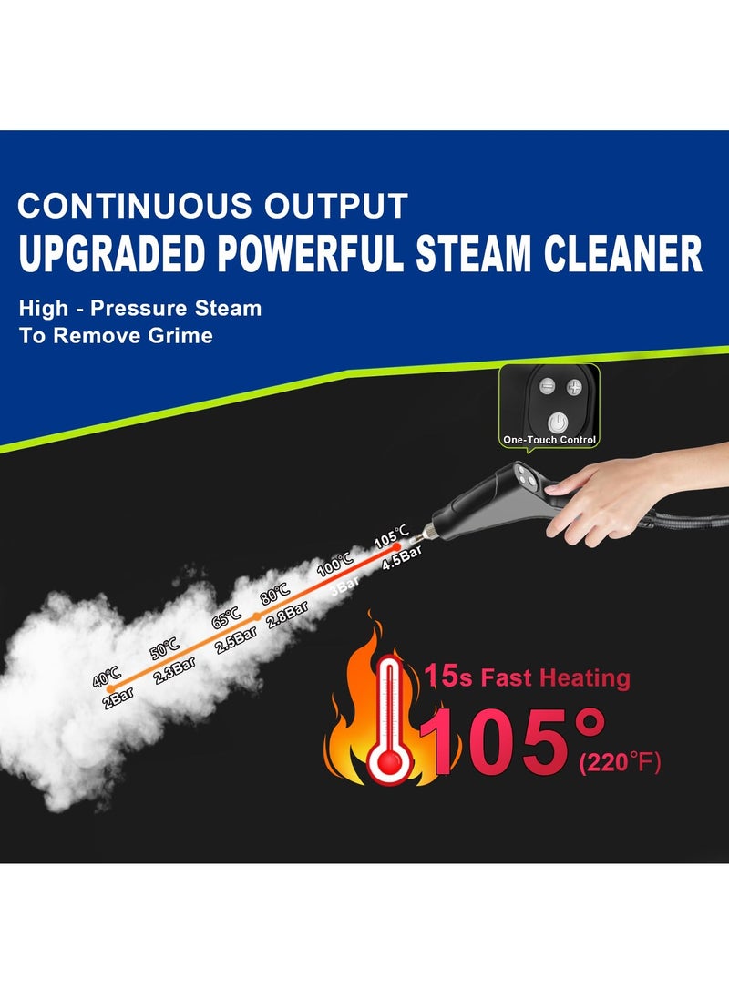 Steam Cleaner, 4.5Bar Pressurized Steamer for Cleaning, Multi-Purpose Steamer for Home, Handheld Steam Cleaner, with 6pcs Accessories, Car Steamer, Portable Steam Cleaner for Kitchen, Bathroom, Tile