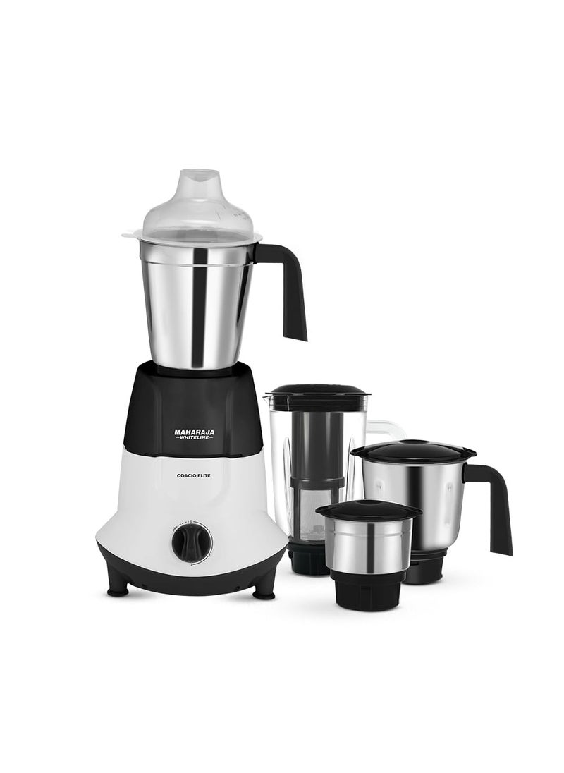 Maharaja Whiteline Odacio Elite Mixer Grinder With 4 Jars | 750 Watt | 20,000 RMP Motor | Stainless Steel Blade | 2 Years Warranty | Black & White