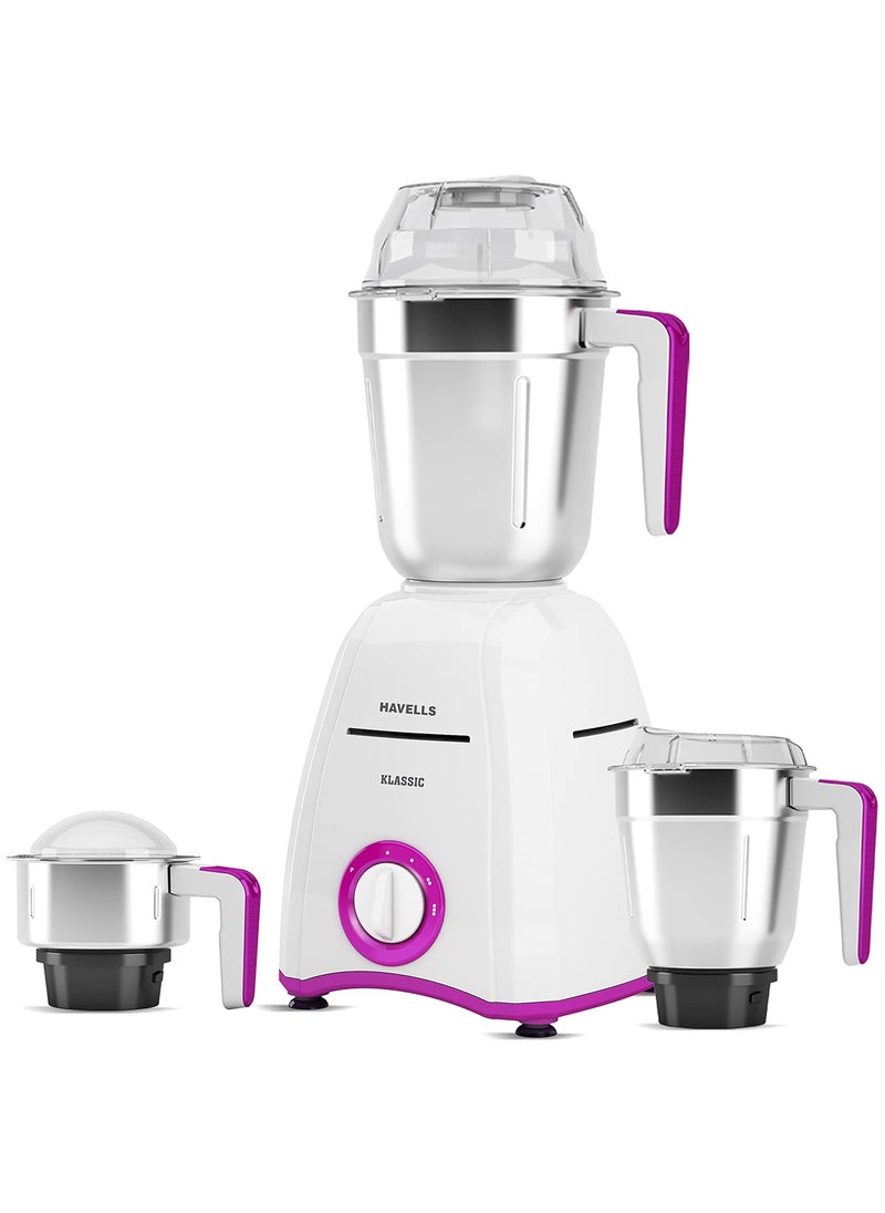 Havells Klassic 750 watts 3 Jar Mixer Grinder with 304 SS Blades, Large Size SS Jars, Break Resistant Polycarbonate Transparent Jar Lids With Twist & Lock Mechanism