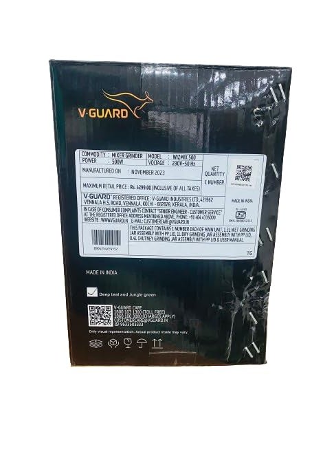 V-GUARD WIZMIX 500 Mixer Grinder Deep Teal and Jungle Green