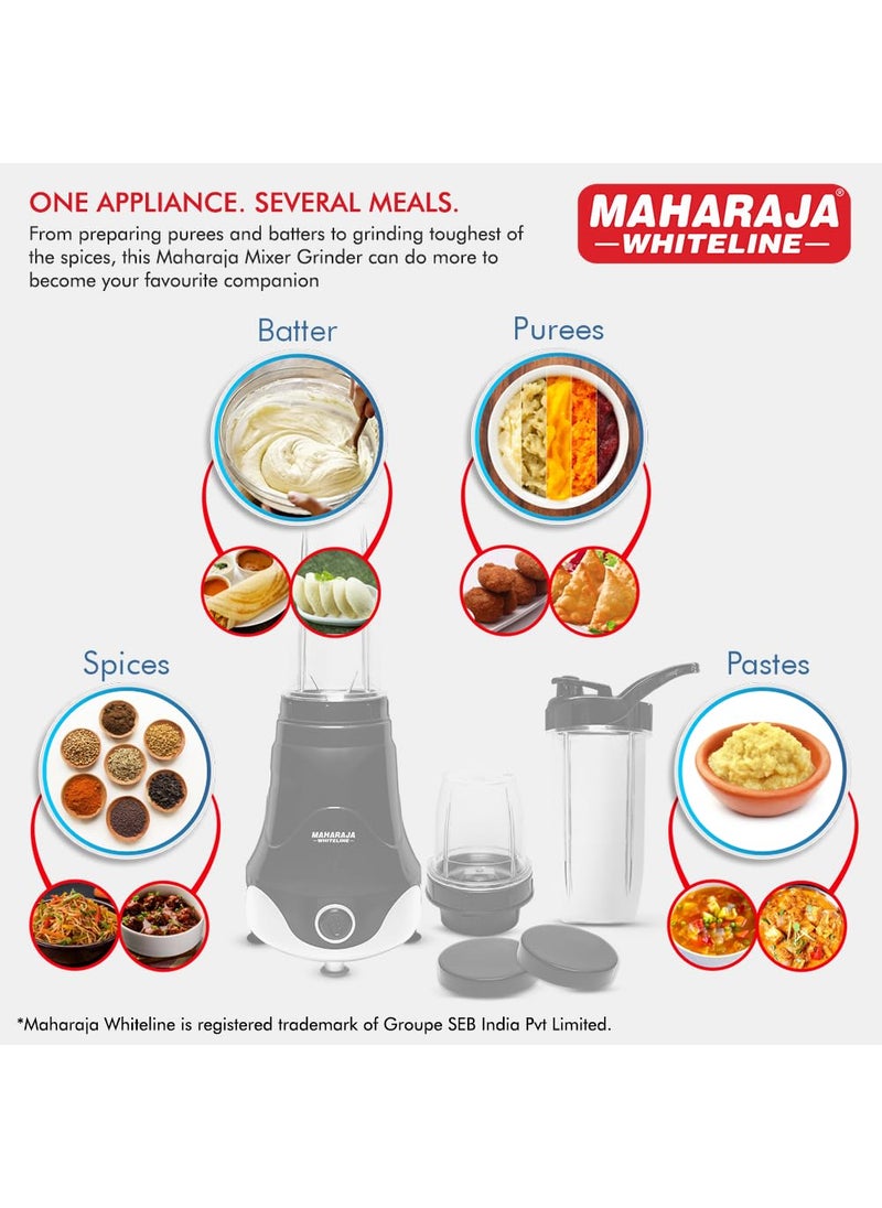 Maharaja Whiteline Xpress Blend Mixer Grinder With 3 Jars 400 Watt- Mx-280 (Black & White) Plastic