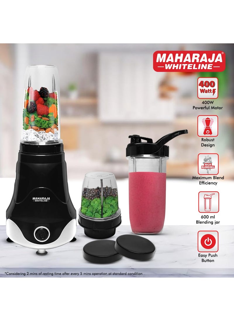 Maharaja Whiteline Xpress Blend Mixer Grinder With 3 Jars 400 Watt- Mx-280 (Black & White) Plastic