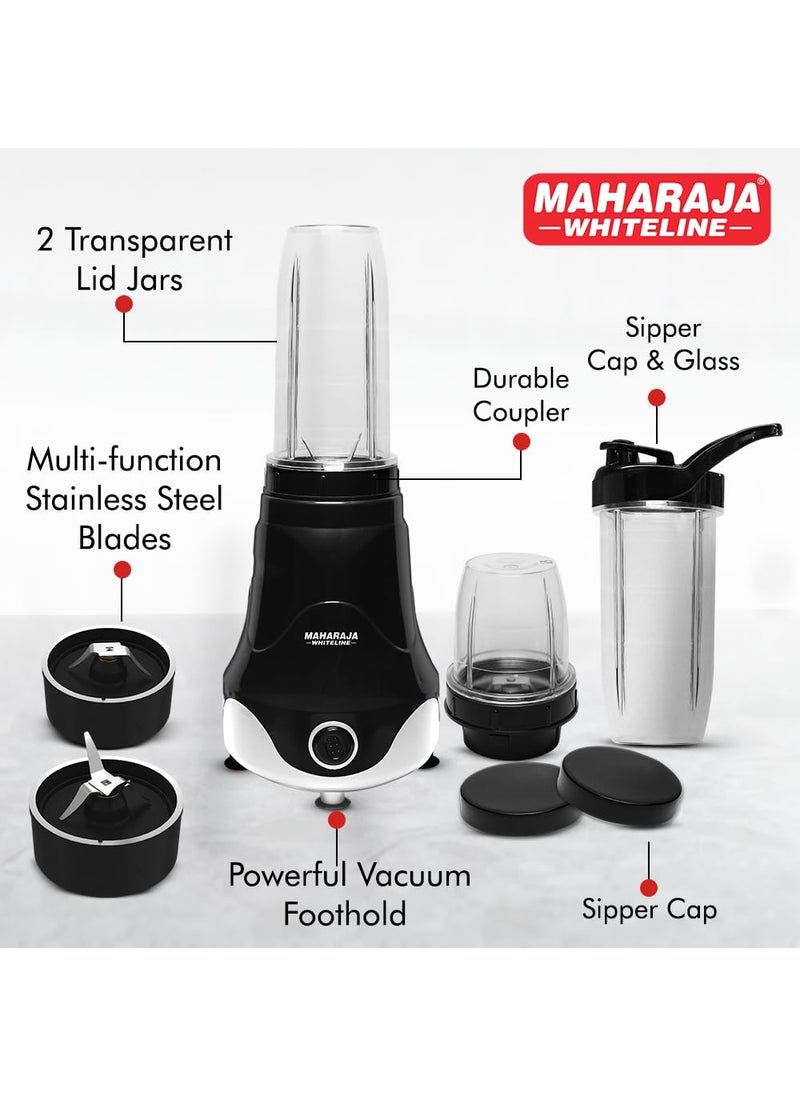 Maharaja Whiteline Xpress Blend Mixer Grinder With 3 Jars 400 Watt- Mx-280 (Black & White) Plastic