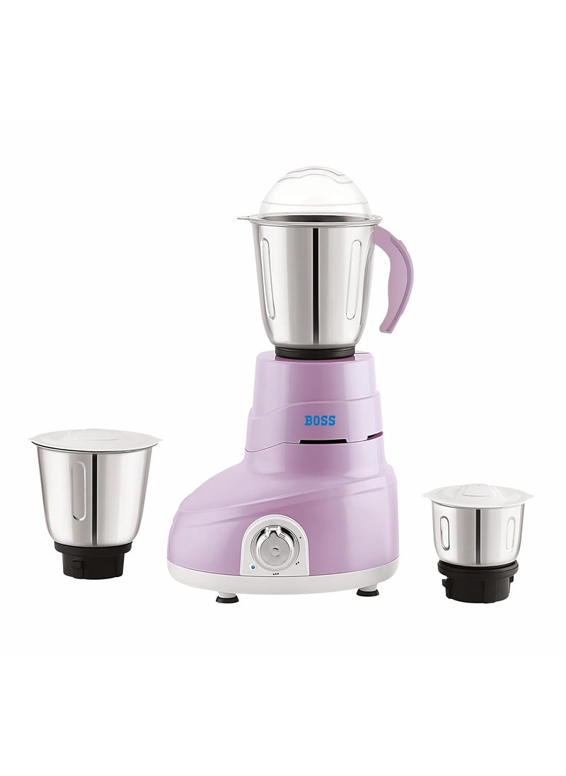 Boss Daisy Mixer Grinder, 750 Watt, 3-Speed, 3-Jars, Purple