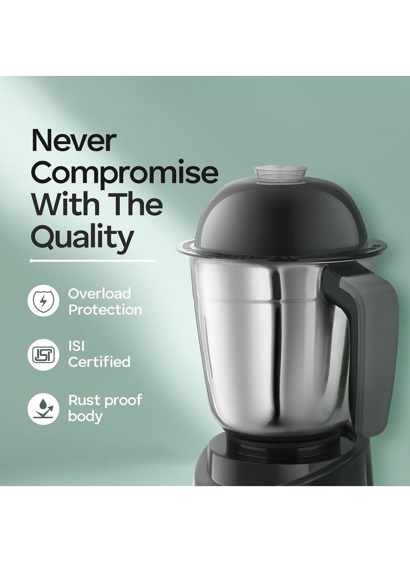 Longway Orion 900 Mixer Grinder with 4 Unbreakable Jars (Powerful Motor) with 1 Year warranty - Black & Silver