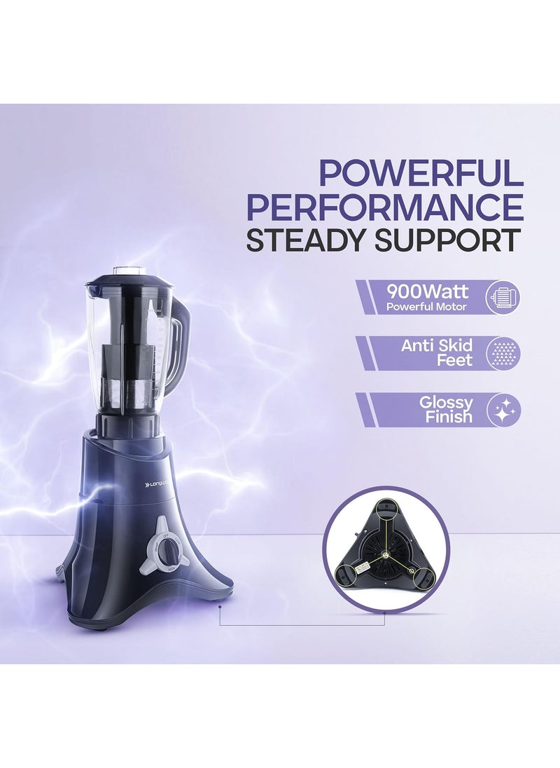 Longway Orion 900 Mixer Grinder with 4 Unbreakable Jars (Powerful Motor) with 1 Year warranty - Black & Silver