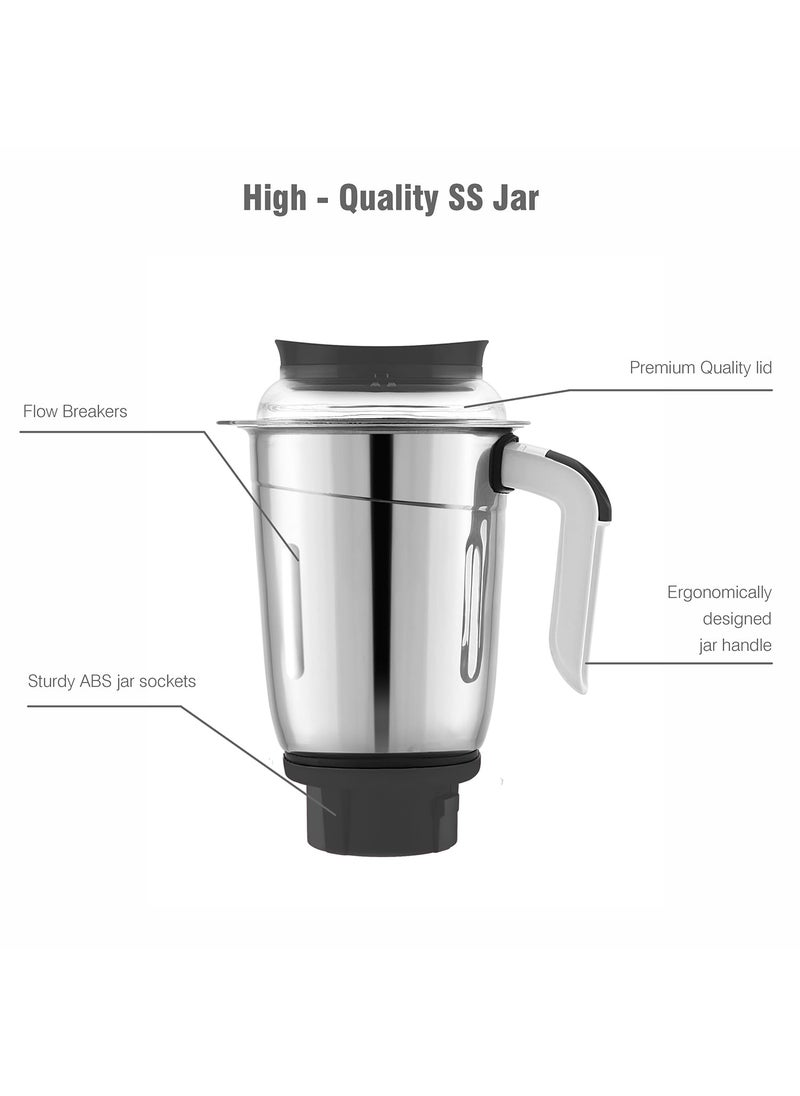 Cello Kitchenette Collection Levanate Pro Plus Mixer Grinder with 3 Jars & 1 Juicer | 500 Watts | 3X Speed Control | Set of 4 | Black