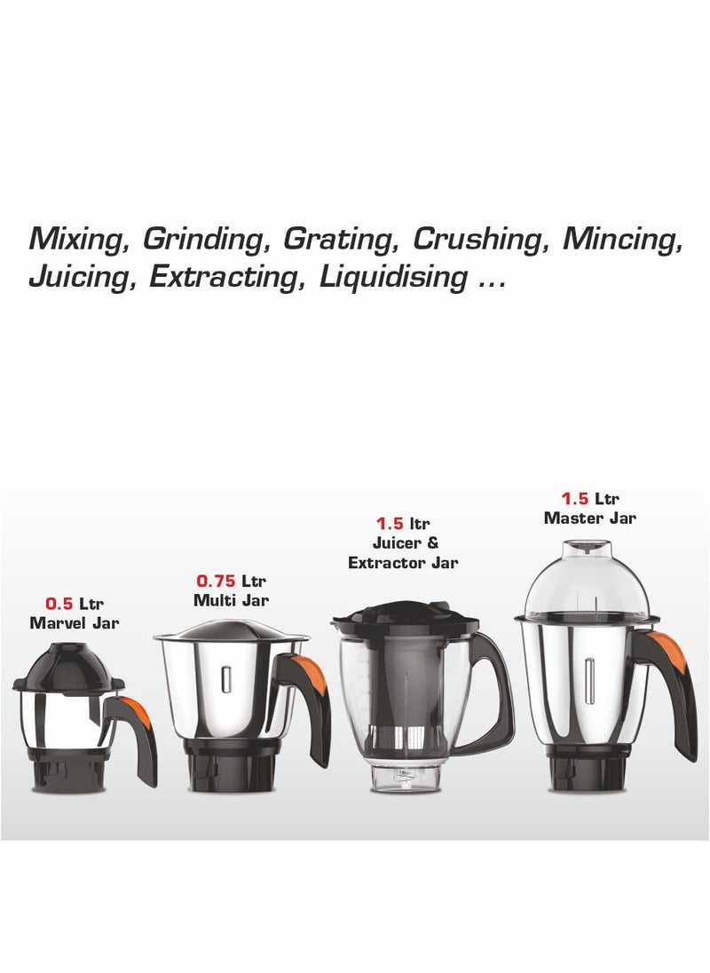 Vidiem EVO ADC Mixer Grinder 612 A | Mixer grinder 750 watt with 5 Jar in-1 Juicer Mixer Grinder | 5 Leakproof Jars with self-lock,for Wet and Dry Spices,Chutneys and Curries | 5 Year Warranty