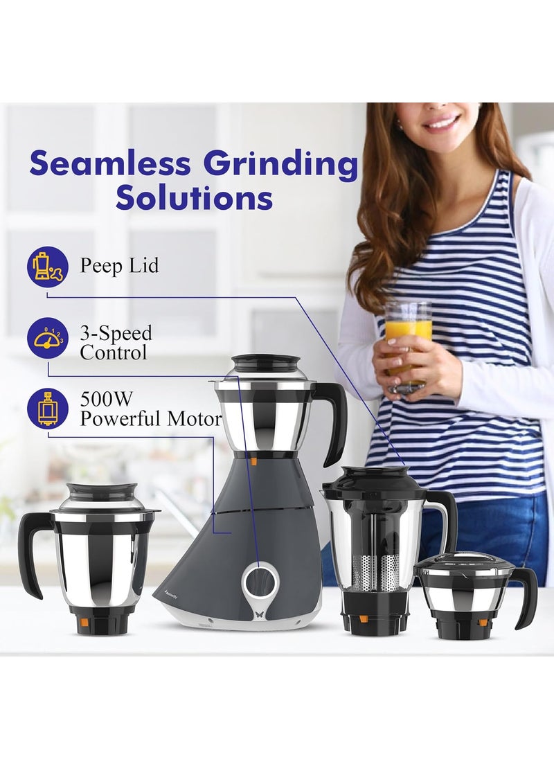 Butterfly Matchless Mixer Grinder 4J, 110 V, Grey, 550 Watts