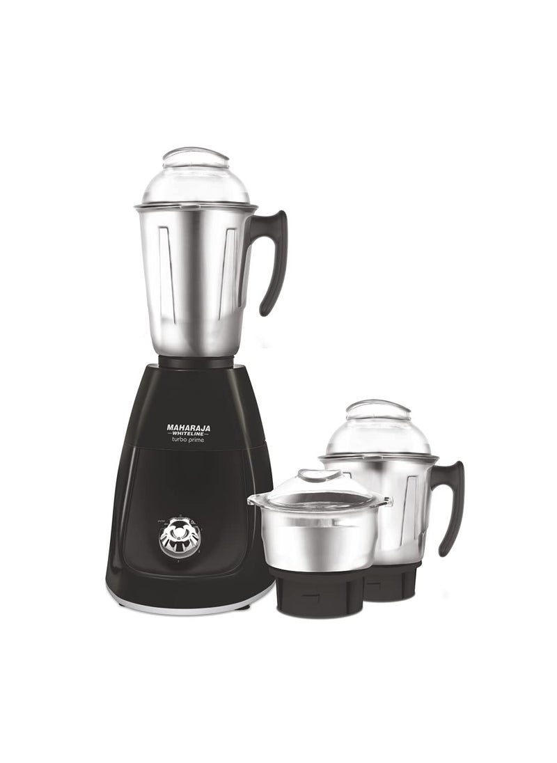 Maharaja WhitelineTurbo Prime HD Mixer Grinder 1000 Watt II Copper Motor II 3 Stainless Steel Jar II 5 Year Motor Warranty (Black)