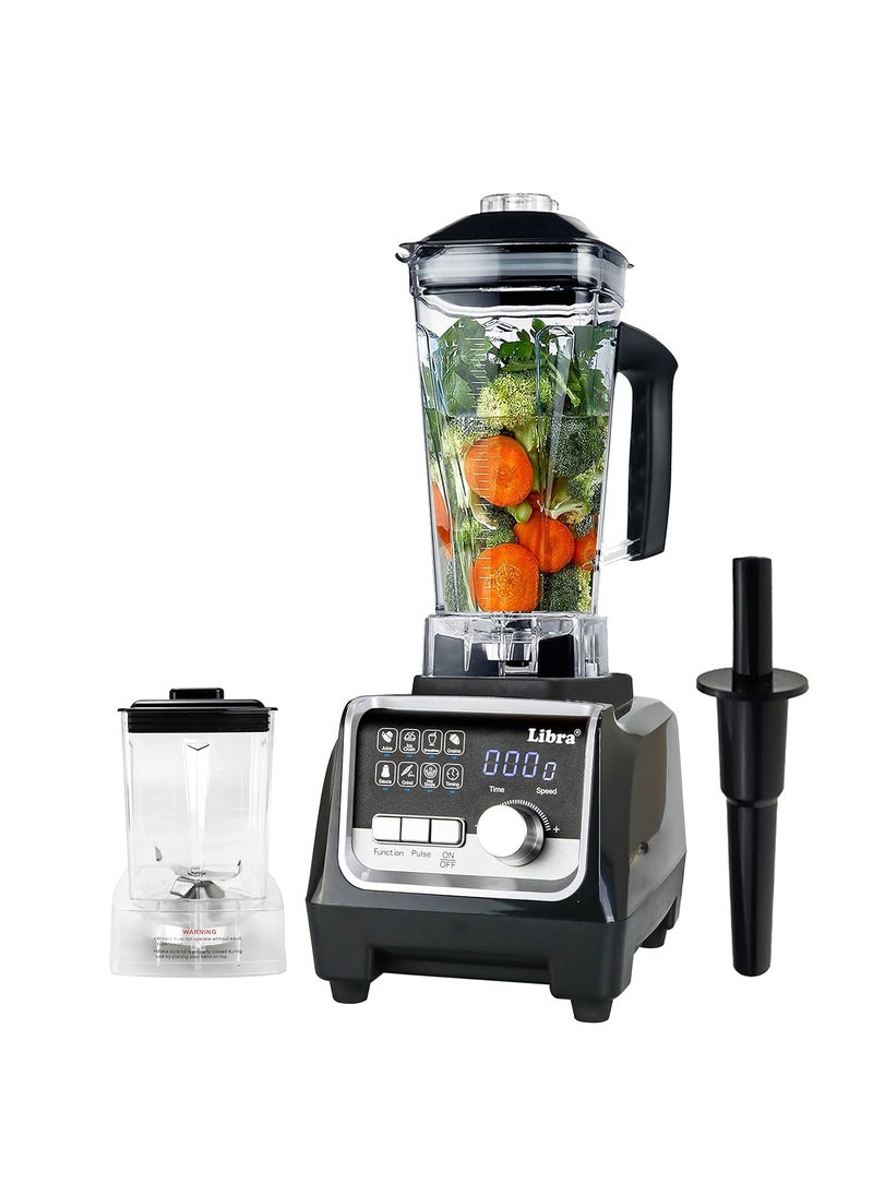 Libra 2200 Watt Digital Commercial Blender With 100% Copper Motor, 8 Pre-Set Function, Timer And 2 Bpa Free Jars | Heavy Duty Professional Blender Machine | Dry, Wet Grinder For Restaurants & Shops