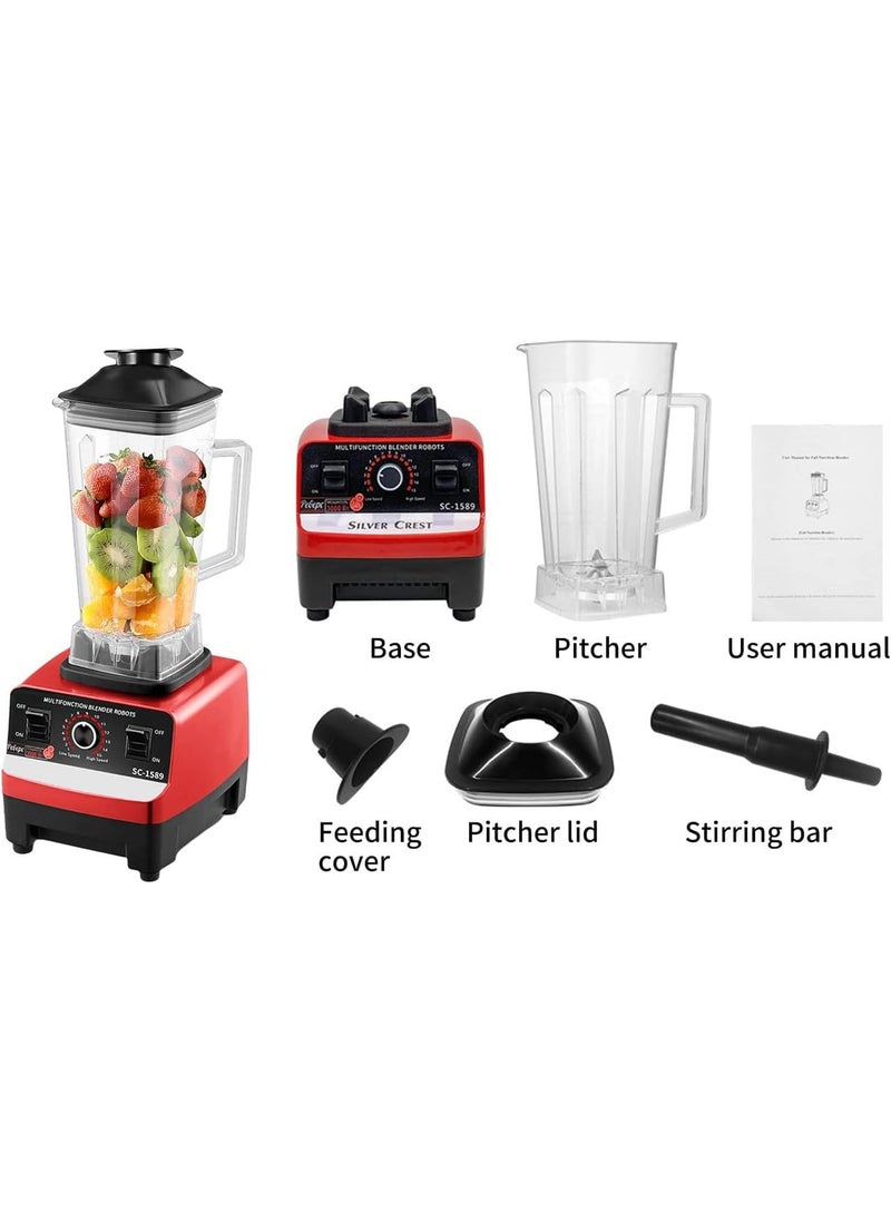 Professional/Commercial High Speed 25000RPM Multifunctional Blender, Mixer Grinder 2000W, 100% Copper Motor, Mixer Blender with 2 Ltr BPA Free Unbreakable Jar (Orange, 2 Jar)