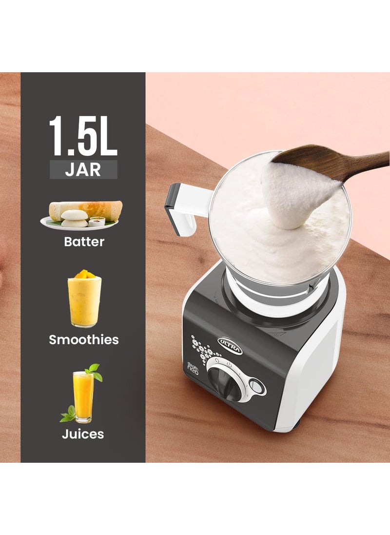 ULTRA Stealth neo MixerGrinder,750W,AISI304 Food Grade SS Jars &Blades,Serrated Stainless Steel Blades,Lesser noise,ABS Body,3Jars Small (0.5L),Medium (0.8L), Large(1.5L), 5Year Motor Warranty