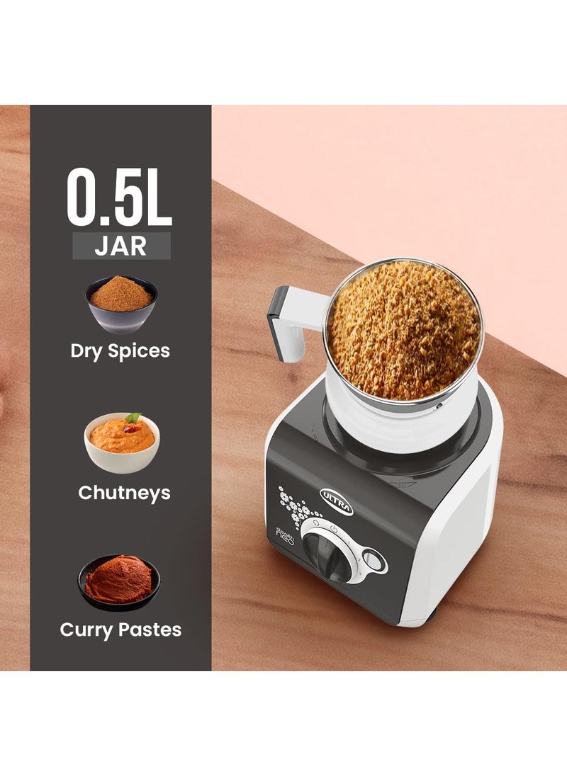 ULTRA Stealth neo MixerGrinder,750W,AISI304 Food Grade SS Jars &Blades,Serrated Stainless Steel Blades,Lesser noise,ABS Body,3Jars Small (0.5L),Medium (0.8L), Large(1.5L), 5Year Motor Warranty