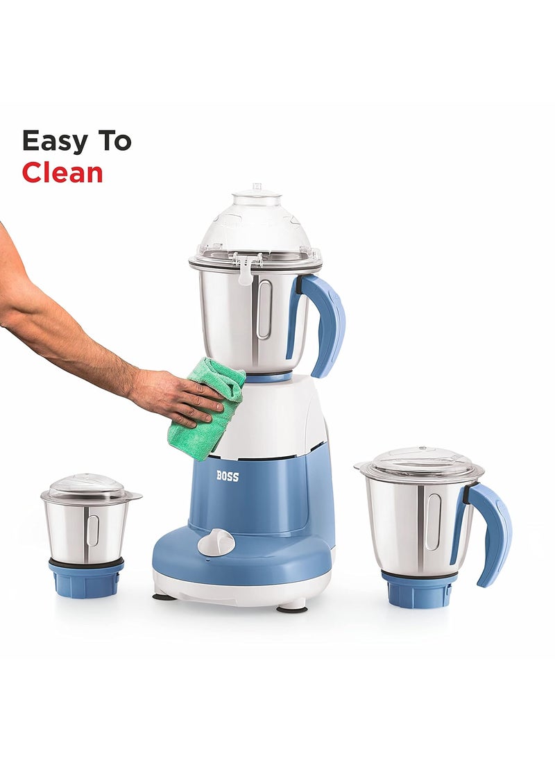 BOSS Excel Pro Mixer Grinder, 750 W, 3 Jars, (Blue)