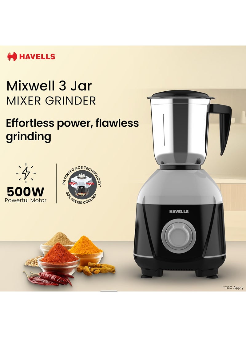 Havells Mixwell - N 500W 3 Jar Mixer Grinder