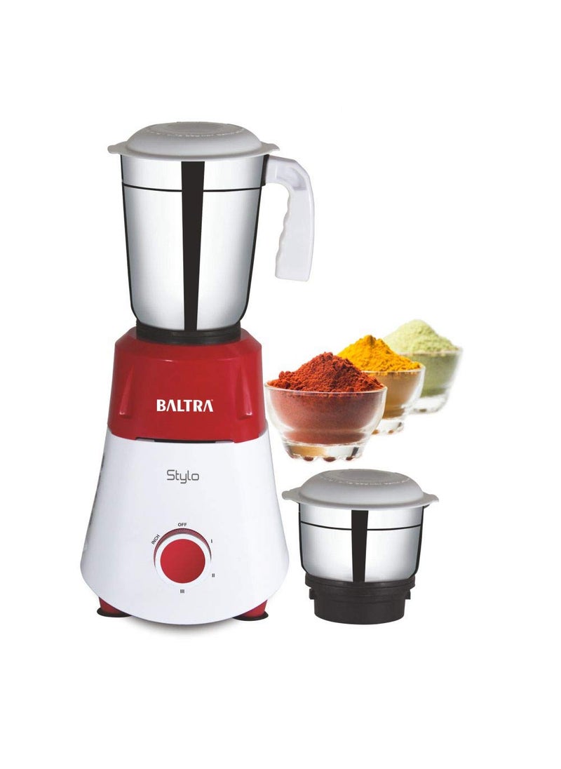 Baltra Stylo 2 550W 2 Jar Mixer Grinder, Red