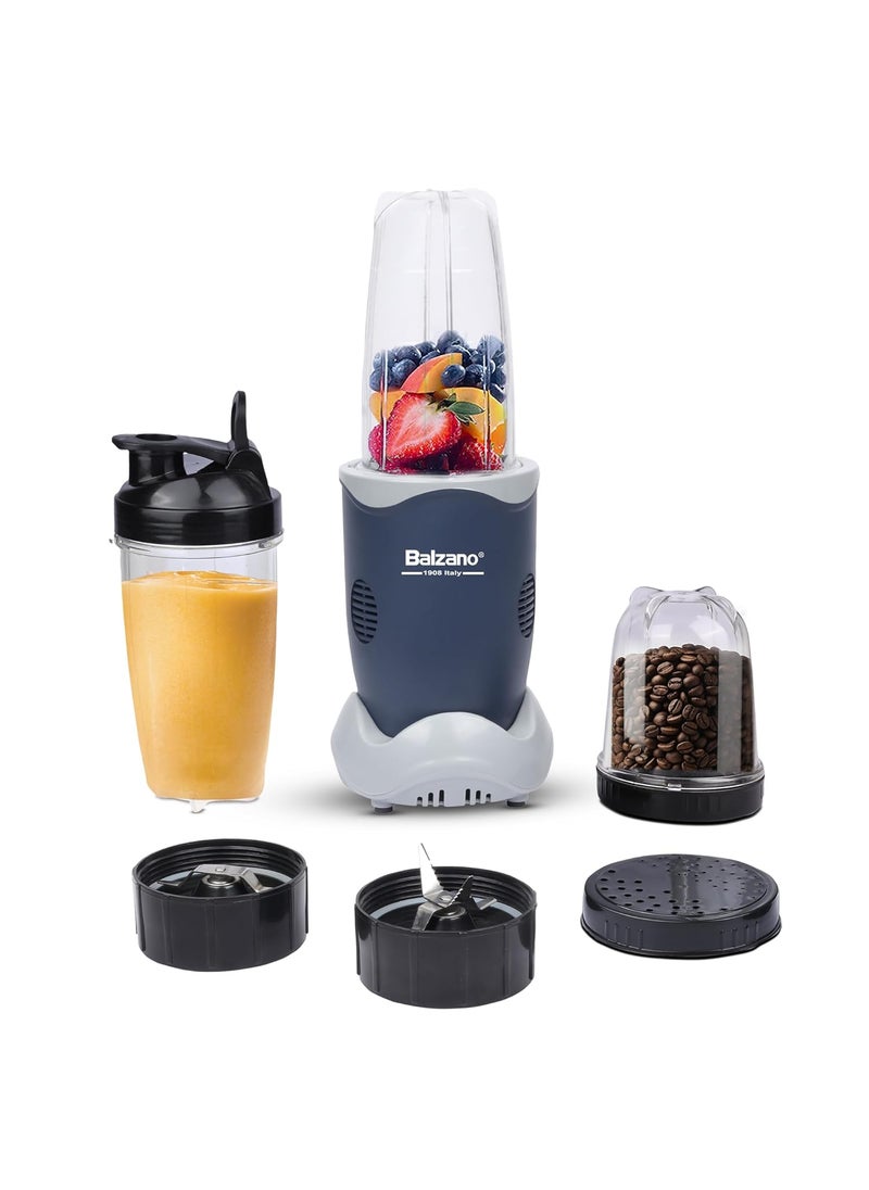 Balzano Bullet Mixer Grinder, Blender for Smoothie and Juices, Nutri Blender, 400W Copper Motor, Smoothie Blender, Italian Design, Blender for Kitchen