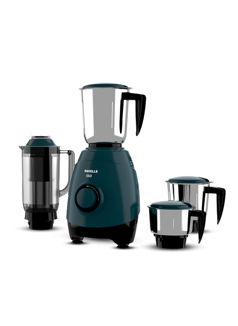 Havells ABS ESO 750W 4 JAR Mixer Grinder, Heavy and Wider Mouth SS Blades & Jars, All Jars with Handle & One Juicer Jar, Mixie For Kitchen, 2 Year Product & 5 Year Motor Manufacturer Warranty (Teal)