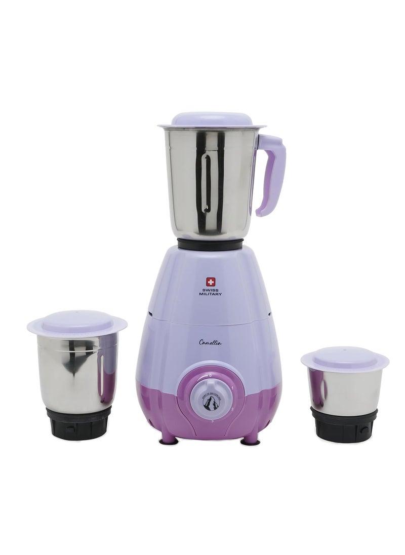 SWISS MILITARY CAMELLIA Mixer Grinder, 3 Stainless Steel Leak-Proof Jars With Multifunctional Blades, 550w, 3 Level Speed with Pulse Function, White & Pink