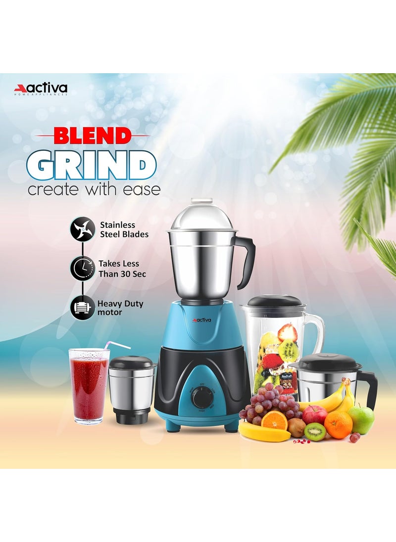 ACTIVA Megamix 1000 Watts Powerful Motor Mixer Grinder With 4 Jars come with 2 Years Motor Warranty (Red)