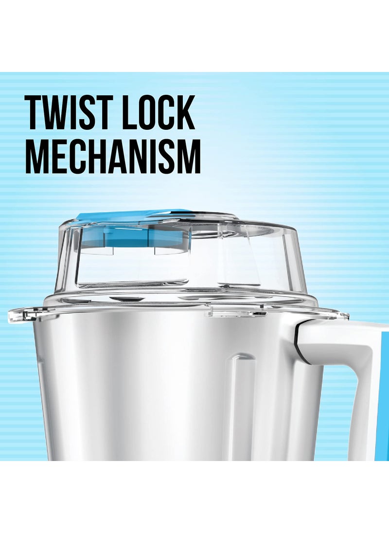 Havells Momenta NV 750 Watt Mixer Grinder with 3 Stainless Steel Jar, SS-304 Grade Blades & 5 year motor warranty (Blue)