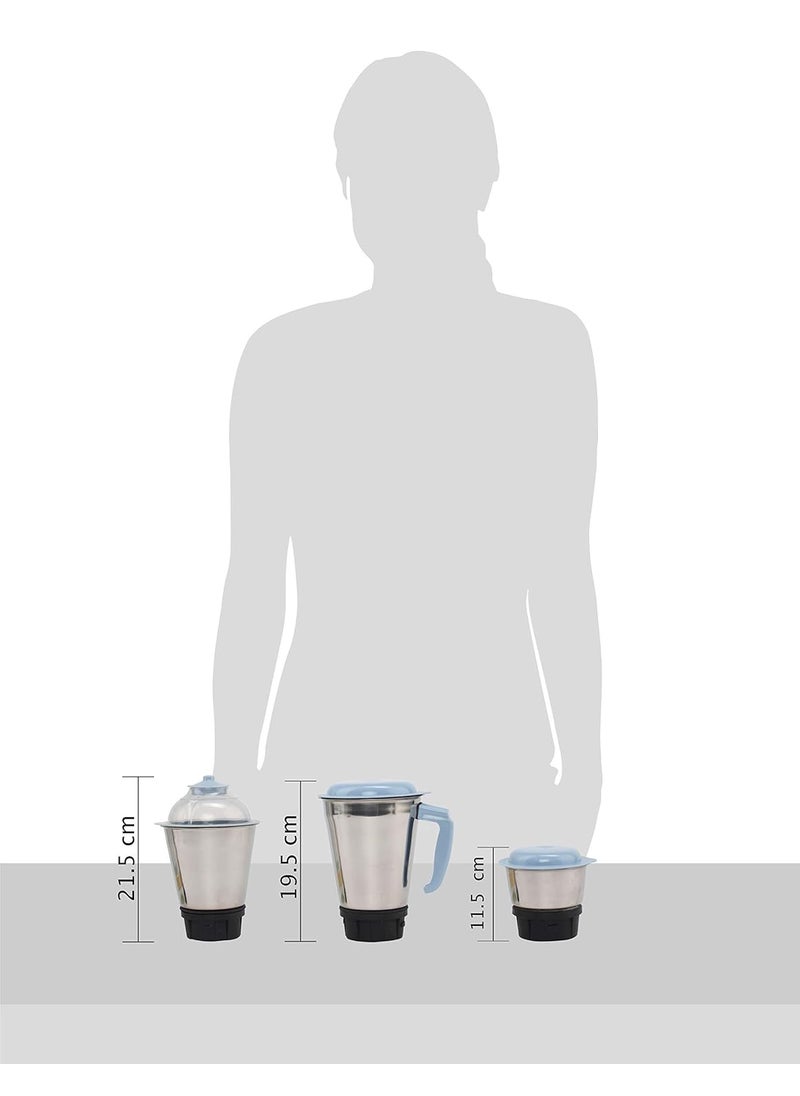McCoy Excel 500-Watt Mixer Grinder with 3 Jars (White/Blue)