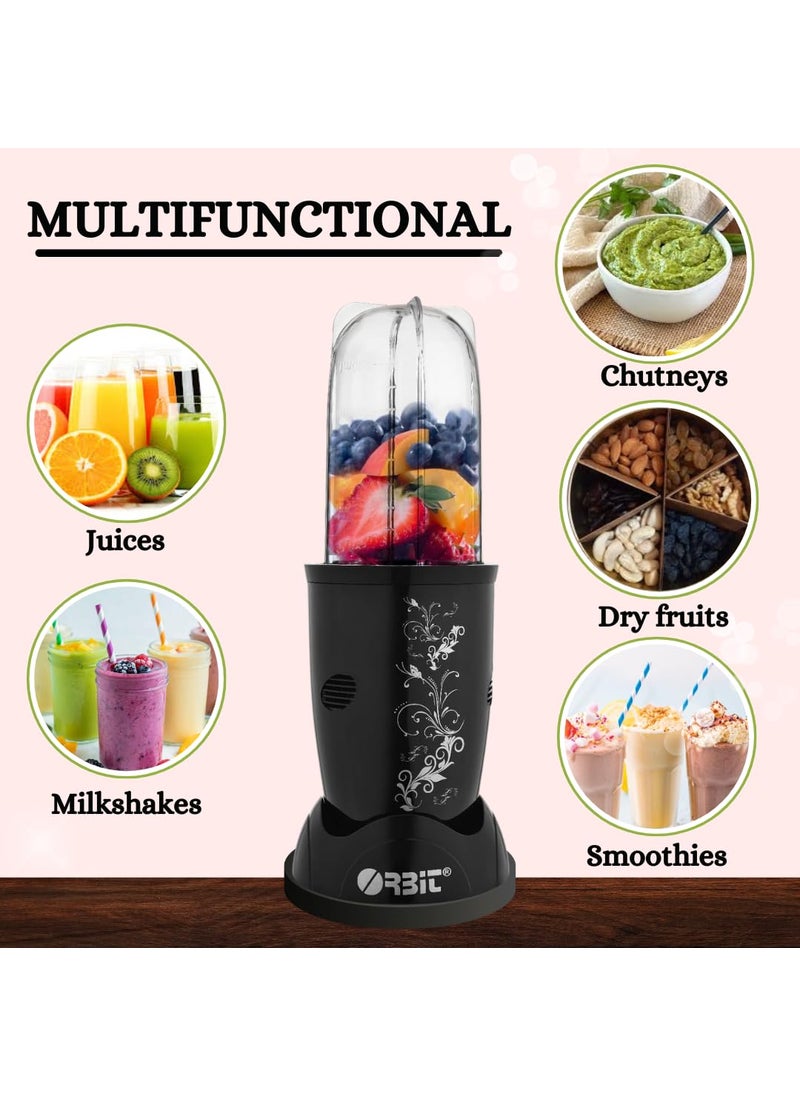 Orbit Bullet Juicer Mixer Grinder with 3 Jars, 1 Year Repair Warranty (Black)