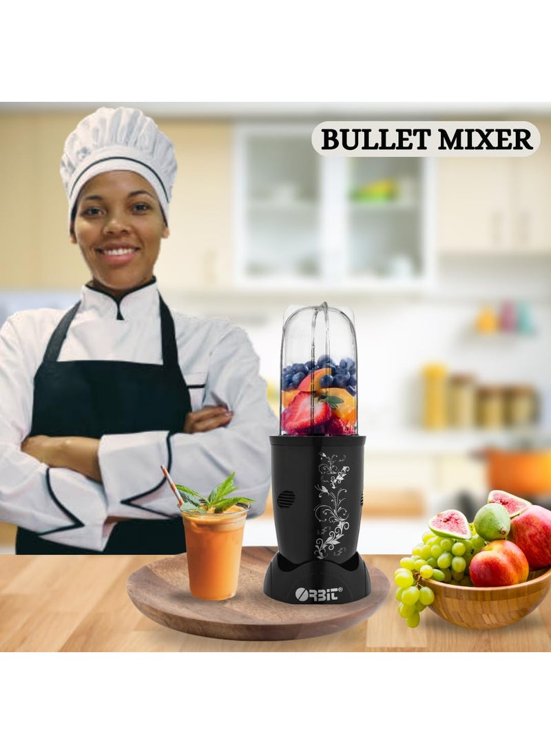 Orbit Bullet Juicer Mixer Grinder with 3 Jars, 1 Year Repair Warranty (Black)