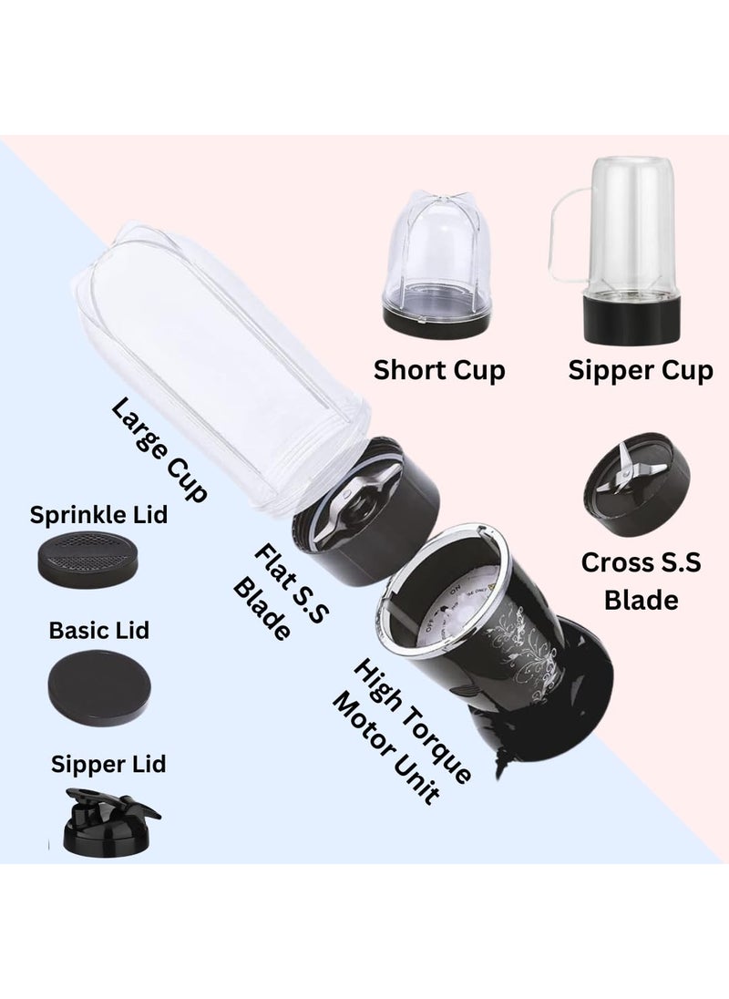 Orbit Bullet Juicer Mixer Grinder with 3 Jars, 1 Year Repair Warranty (Black)