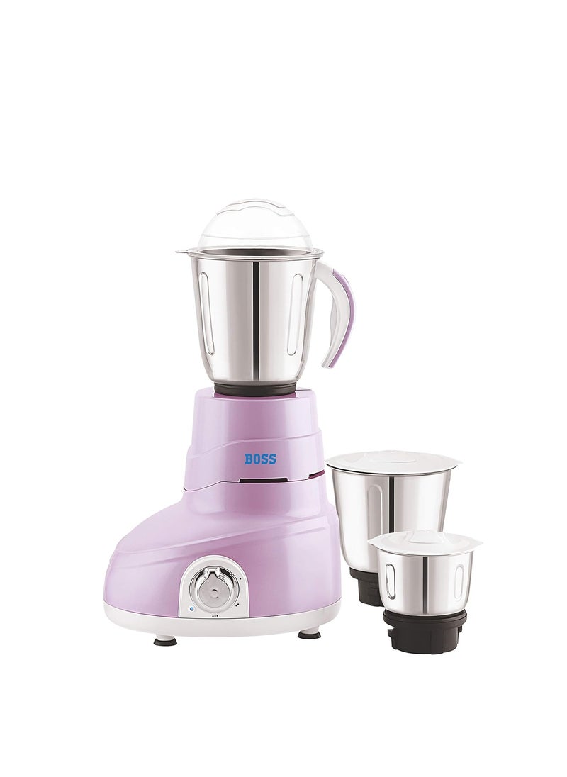 BOSS Unimix Mixer Grinder, 550 Watts, 3 Jars, Mauve Pink
