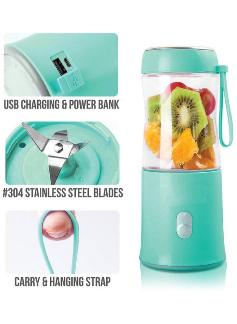 Food Chopper & Blender with Powerbank, 380ml Cup, 60W Powerful Motor, USB Charging with Cable, Portable Power Bank Design rechargeable Function– Vegetable, Nut, Herb Grinder for Kitchen, Travel, Camping