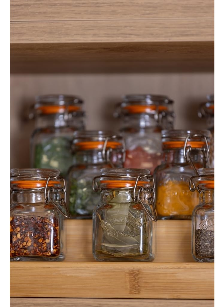 Kilner Est 1842 Premium Glass Clip Top Spice Jars With Airtight Lid For Thinkitchen With Lid Of Glass,Glass Lock With Wire Clip Lock,Top Fastening Lid,Dishwasher Safe,Set Of 6,70Ml Each - Transparent
