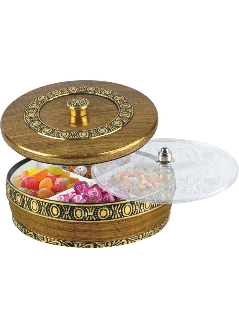 Liza Dry Fruit/Spice Box Wood Food-grade Jar/Container Dabba Organizer Handmade/Spice Storage Racks Jars, 4 Compartment Storage Box, Masala Box for Home