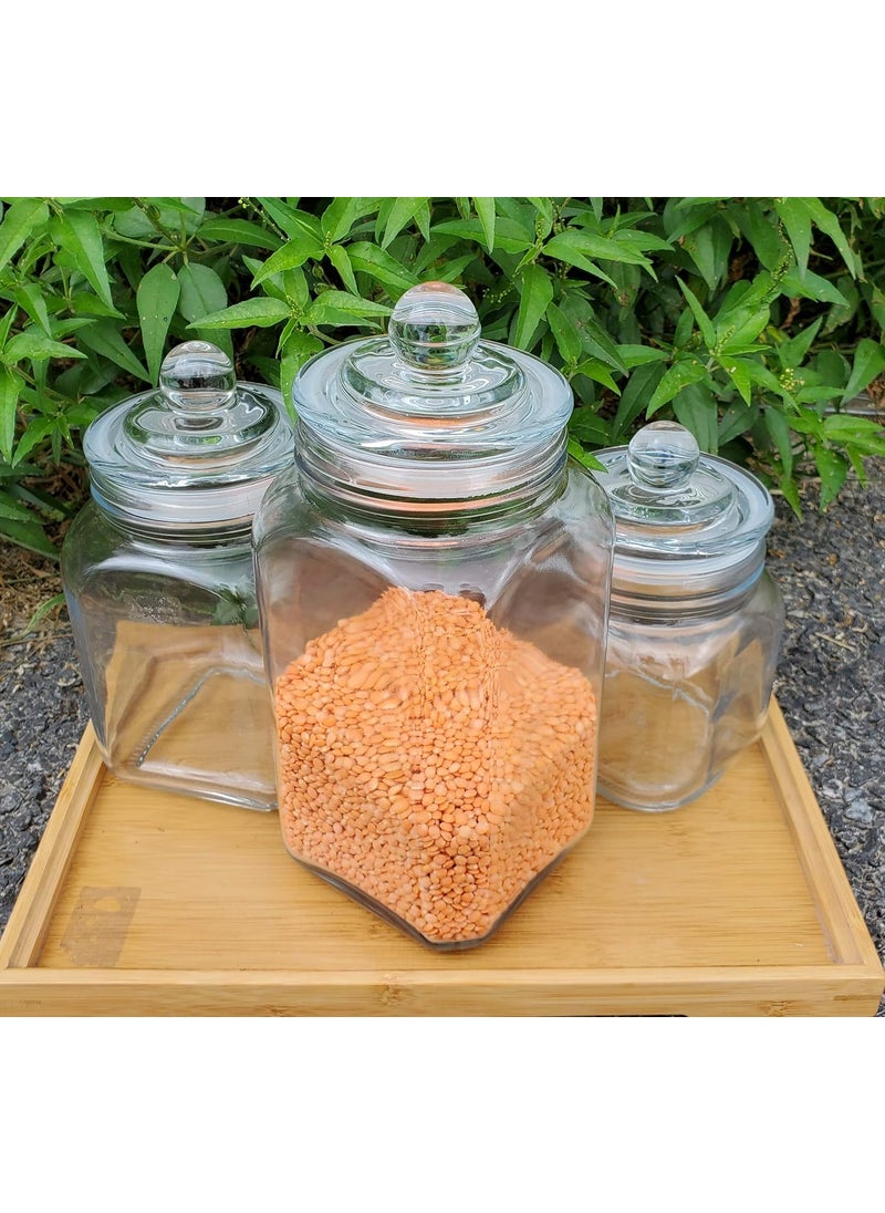 Pure Source India 3 In One Glass Spice Jar, 1.5 Kg, 1 Kg & 500 Gram, 1 Pcs Each, Clear