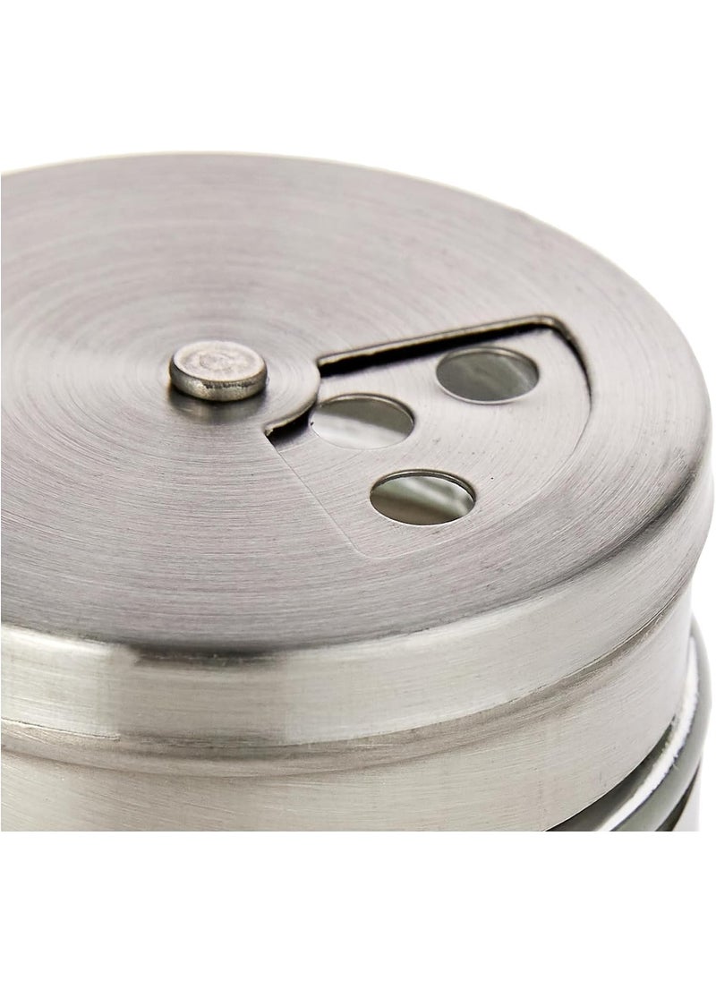 HOMIES, Premium Wheelcart Design Tabletop 6 Pcs Glass Spice Jar Set With Stainless Steel Stand