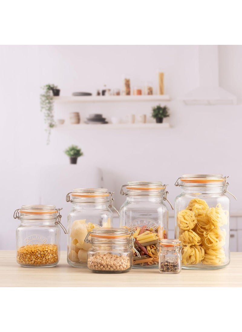 Kilner Premium Borosilicate Clip Top Glass Jar for thinKitchen, 70ML, 1 Pieces Square for Food Storage Container | Dry Fruit | Grains | Spices