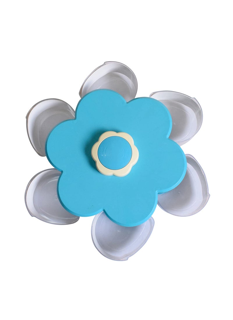 Heart Home Flower Design ABS Plastic Multipurposes 6 Pcs Transparent Container Box for Dry Fruits, Masala/Spices, Mouth Freshners, Chocolates (Blue)