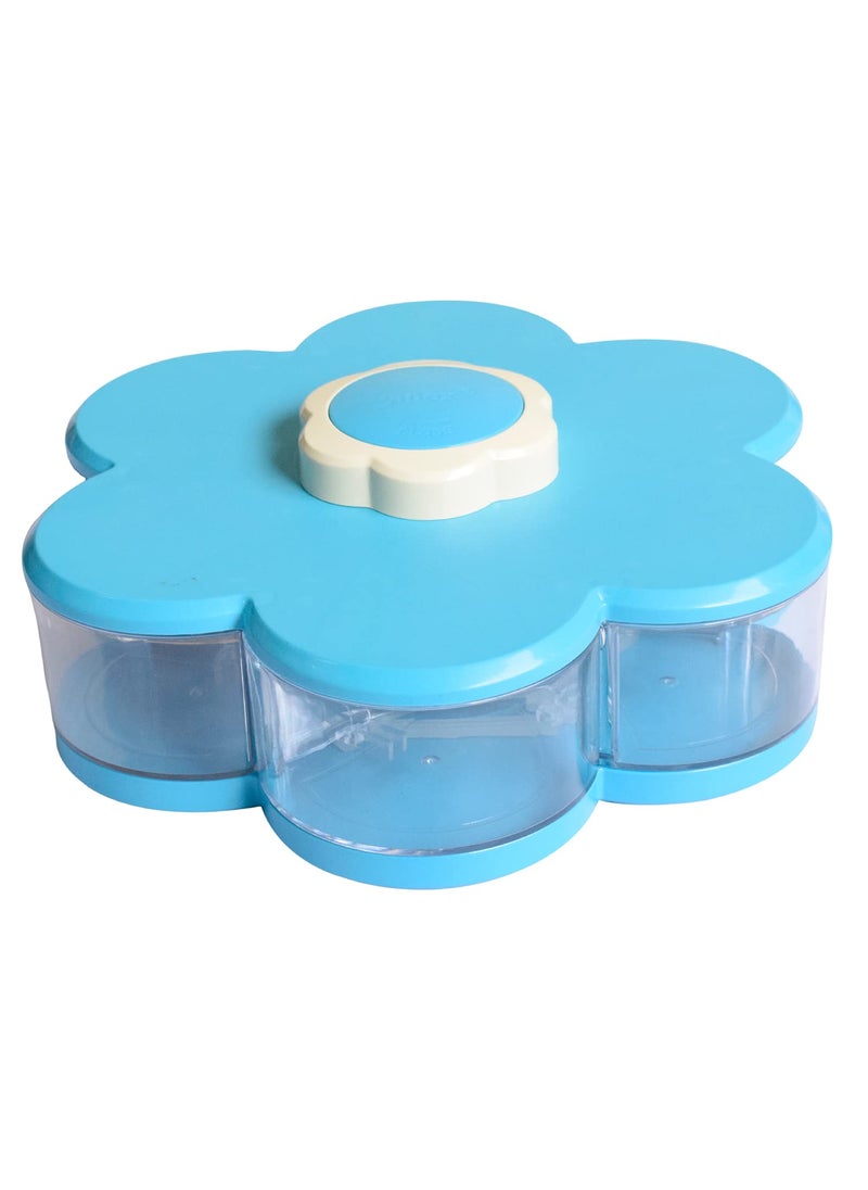 Heart Home Flower Design ABS Plastic Multipurposes 6 Pcs Transparent Container Box for Dry Fruits, Masala/Spices, Mouth Freshners, Chocolates (Blue)