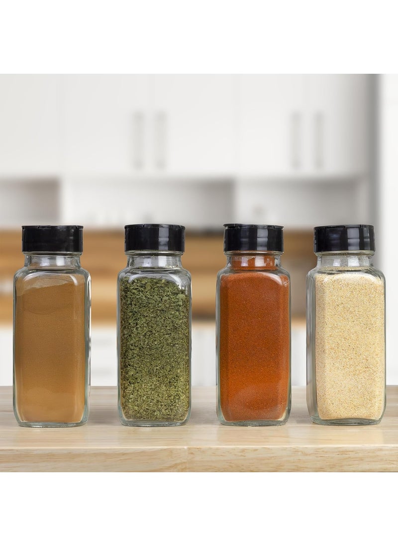 French Square Spice Jars, Spice Shaker/Pourer with Lid (4 Pack); 1-Cup / 8 Fluid Ounce Capacity, Great for Spices, Herbs, Seasonings and More