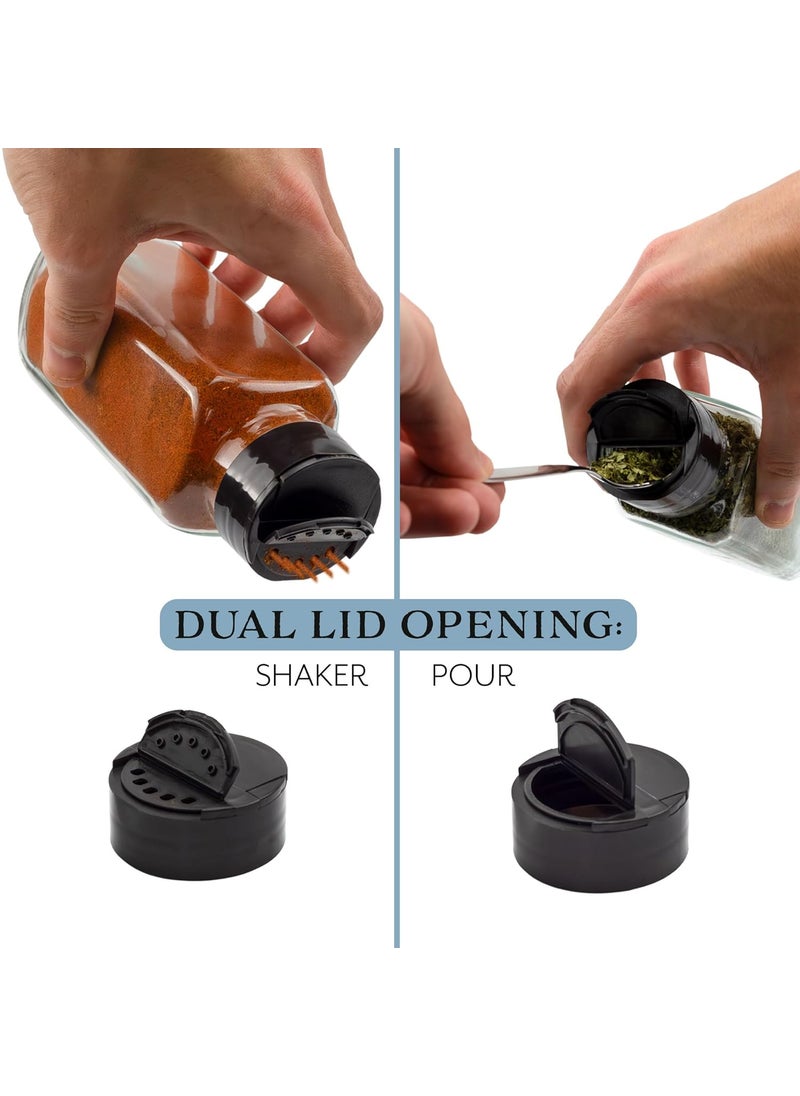French Square Spice Jars, Spice Shaker/Pourer with Lid (4 Pack); 1-Cup / 8 Fluid Ounce Capacity, Great for Spices, Herbs, Seasonings and More