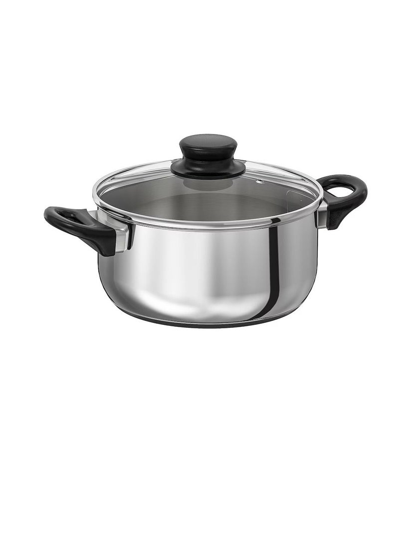 Pot with lid glass stainless steel 2.8 l