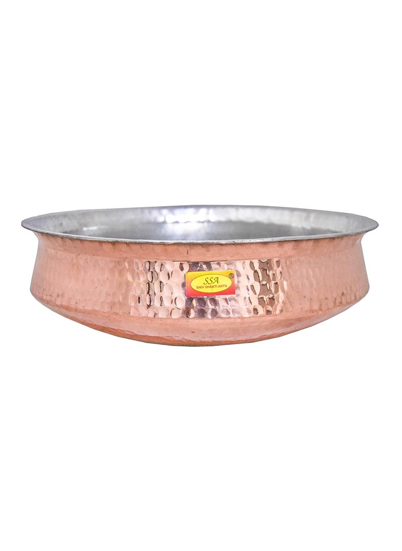 Shiv Shakti Arts Pure Copper Hammered Lagan Handi Chaffing Dish Pan with Tin Lining, Cookware and Serveware,5 litres, Brown